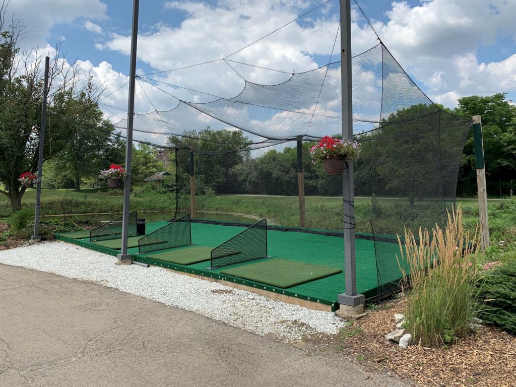 Practice facilities at Seven Bridges Golf Club include hitting nets